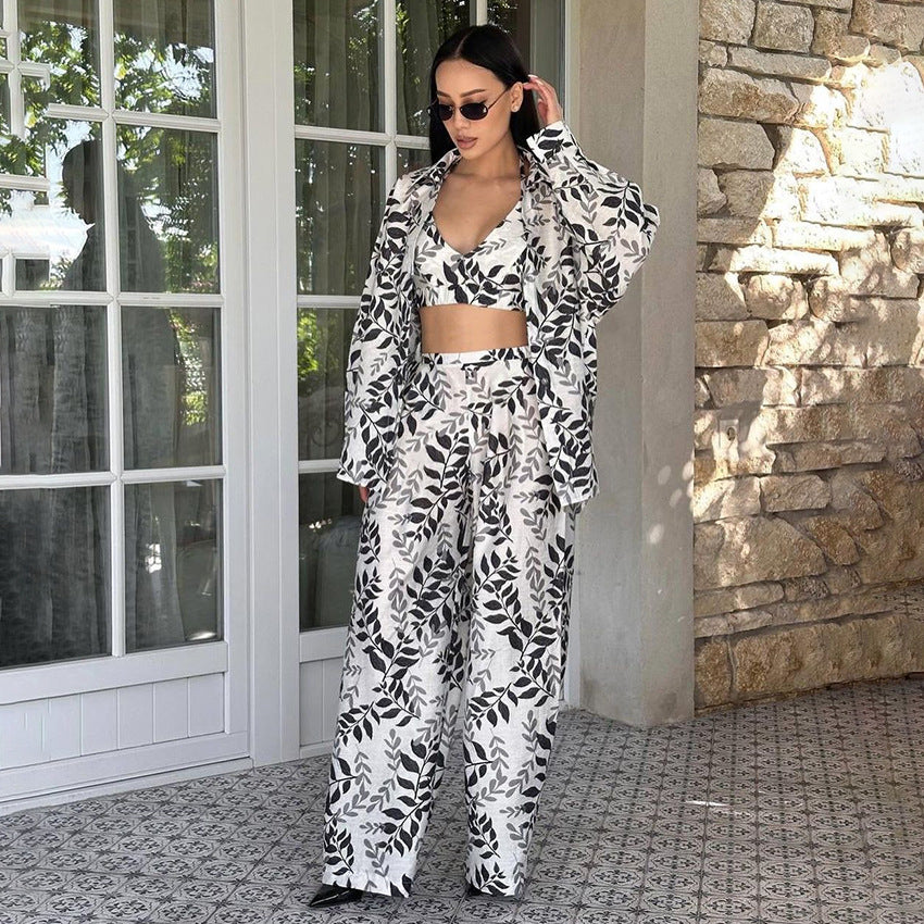 Satin Print Open-Front Pajama Set - Linden & Lather