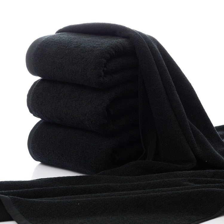 Black Cotton Terry Towel, view 2