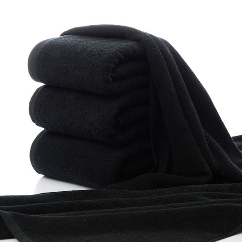 Black Cotton Terry Towel, view 2
