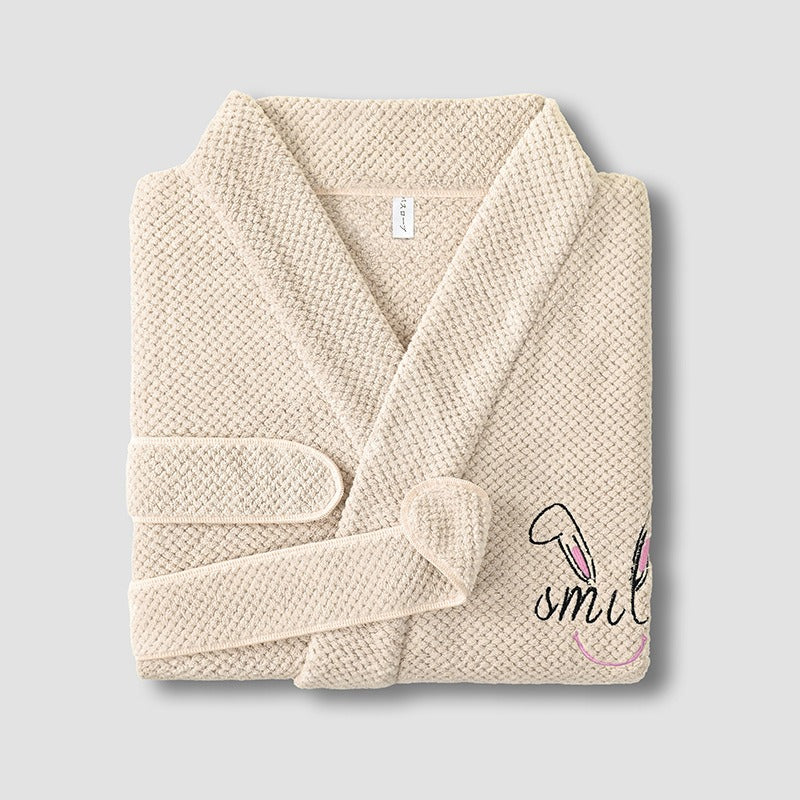 Waffle Coral Fleece Hotel-Style Bathrobe - Linden & Lather