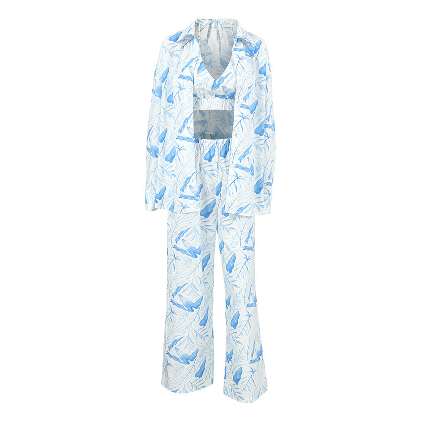 Satin Print Open-Front Pajama Set - Linden & Lather