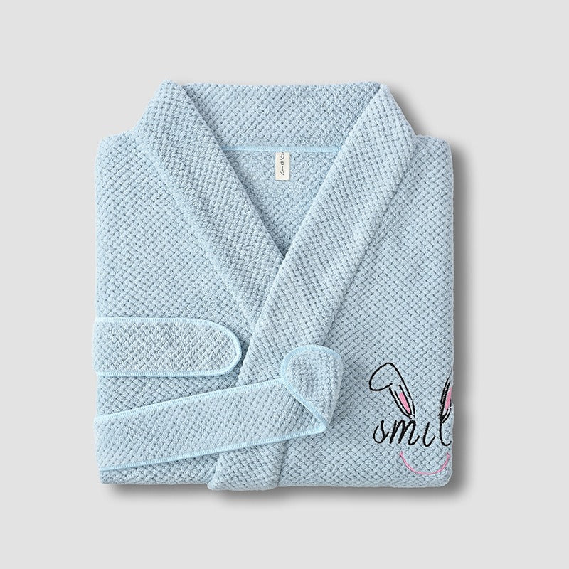 Waffle Coral Fleece Hotel-Style Bathrobe - Linden & Lather