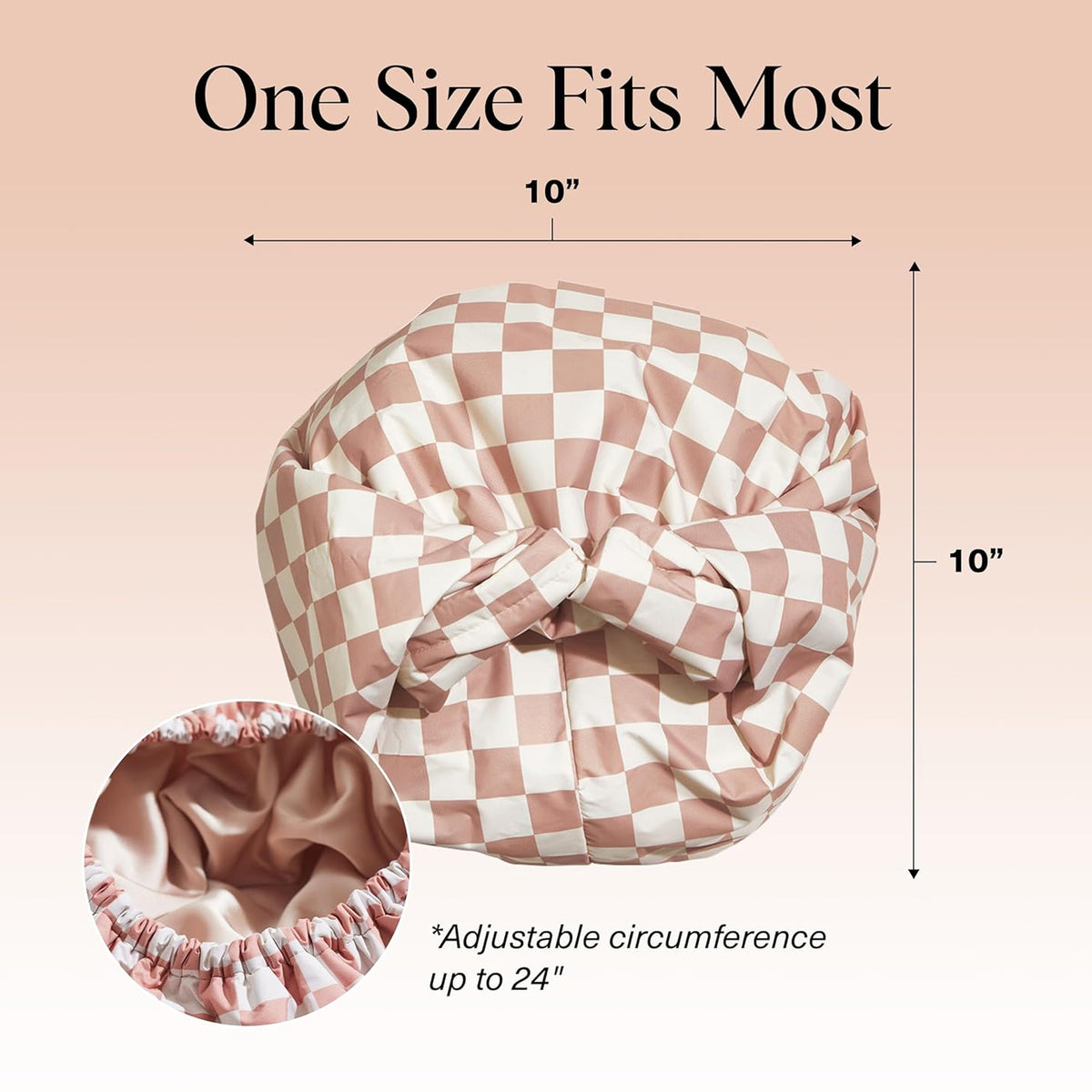 Satin-Lined Checkered Bath Cap, view 4