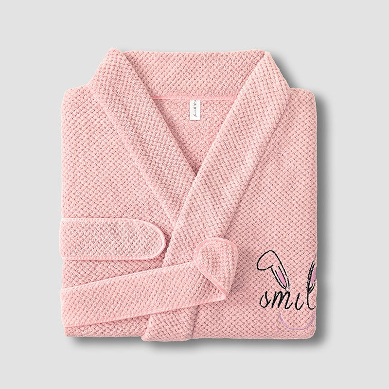 Waffle Coral Fleece Hotel-Style Bathrobe - Linden & Lather
