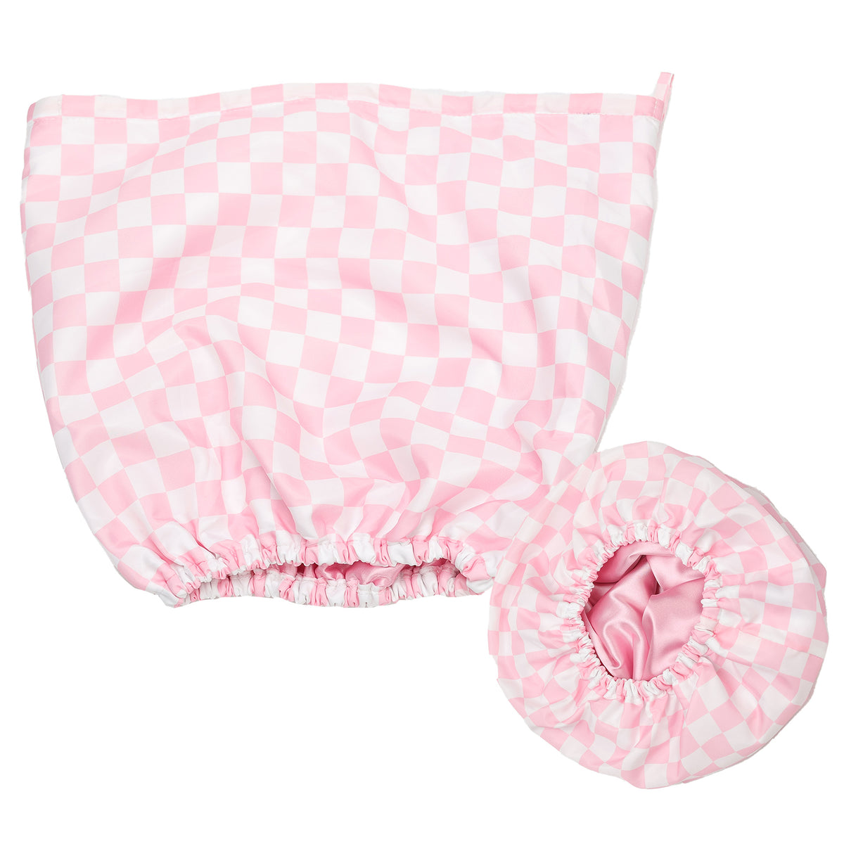 Satin-Lined Checkered Bath Cap, view 7