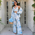 Satin Print Open-Front Pajama Set - Linden & Lather