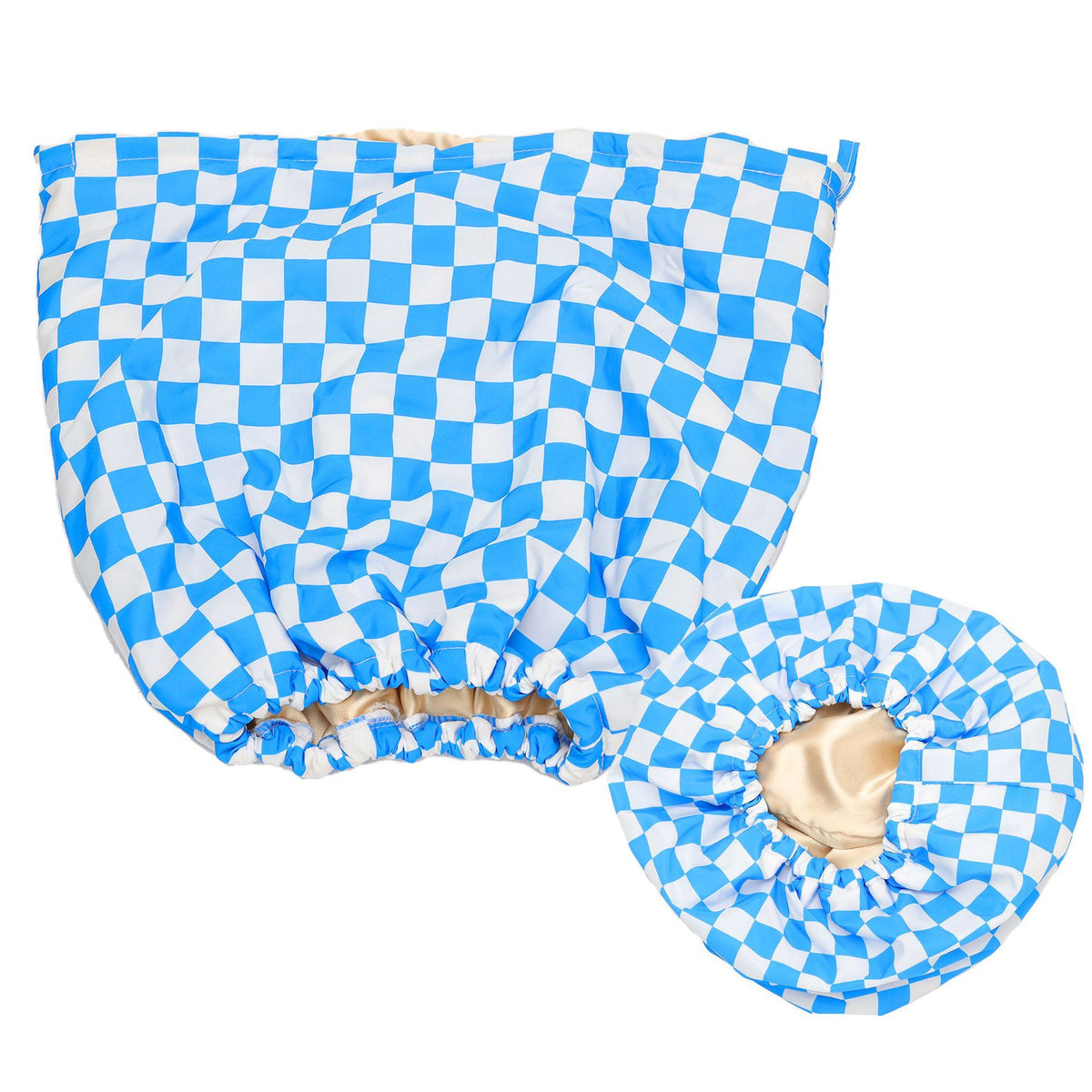 Satin-Lined Checkered Bath Cap, view 9
