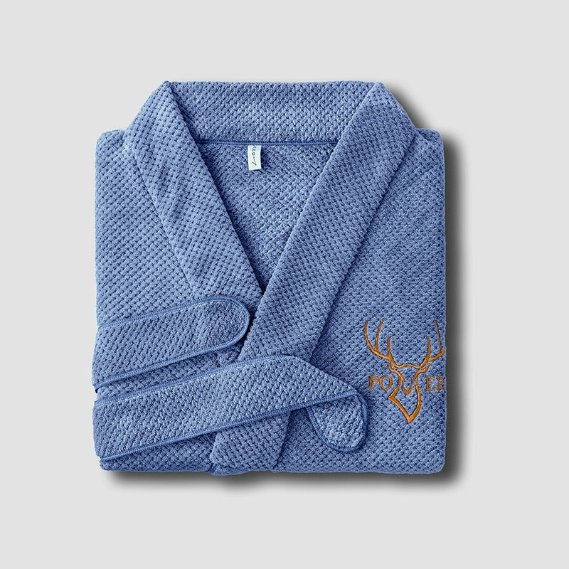 Waffle Coral Fleece Hotel-Style Bathrobe - Linden & Lather