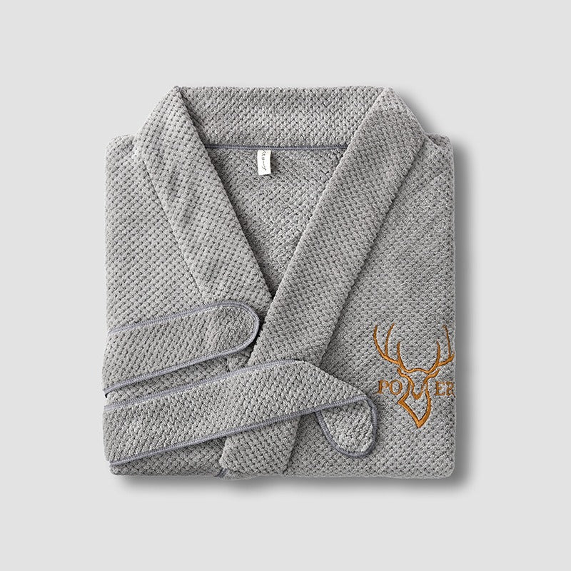 Waffle Coral Fleece Hotel-Style Bathrobe - Linden & Lather