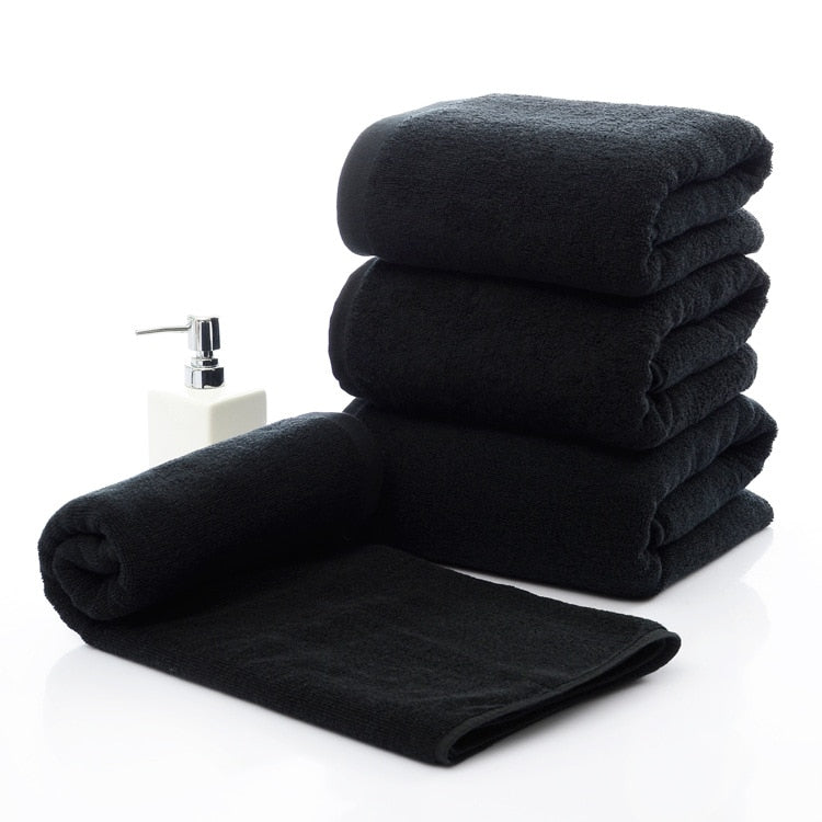 Black Cotton Terry Towel, view 3