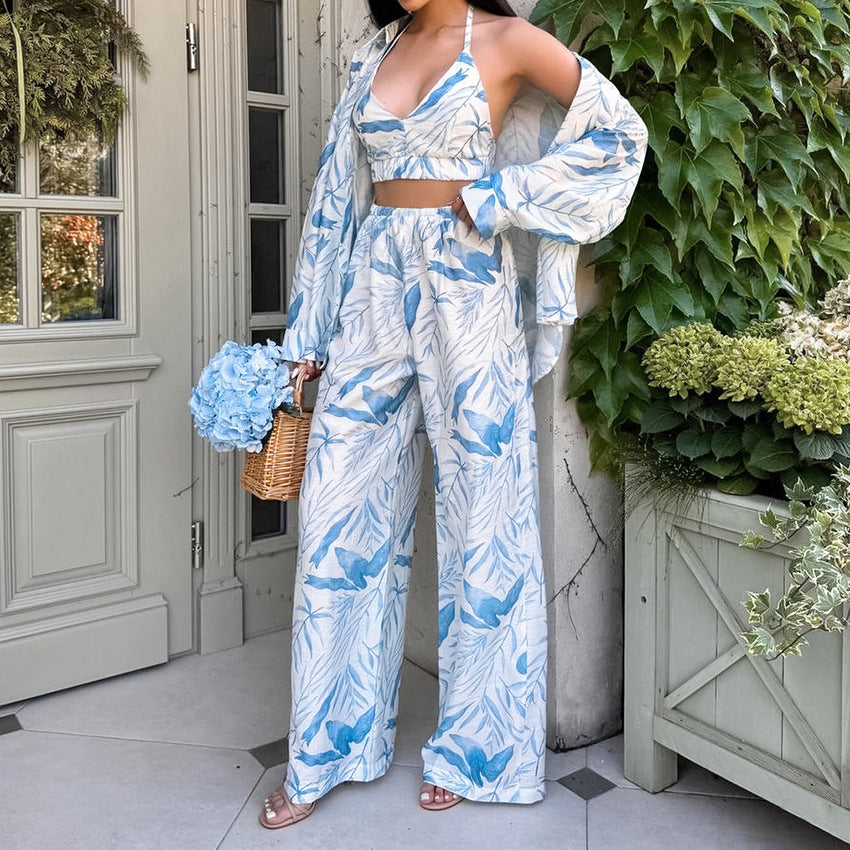 Satin Print Open-Front Pajama Set - Linden & Lather
